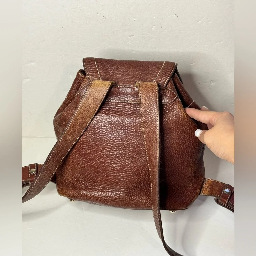 BURBERRY Vintage Brown Leather Small Backpack